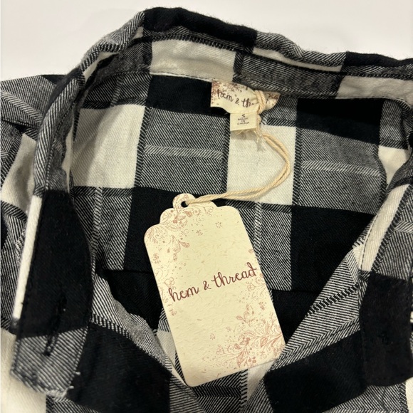 NWT Hem & Thread Gloria Gingham Tunic - black and white - Size Small - Picture 7 of 10